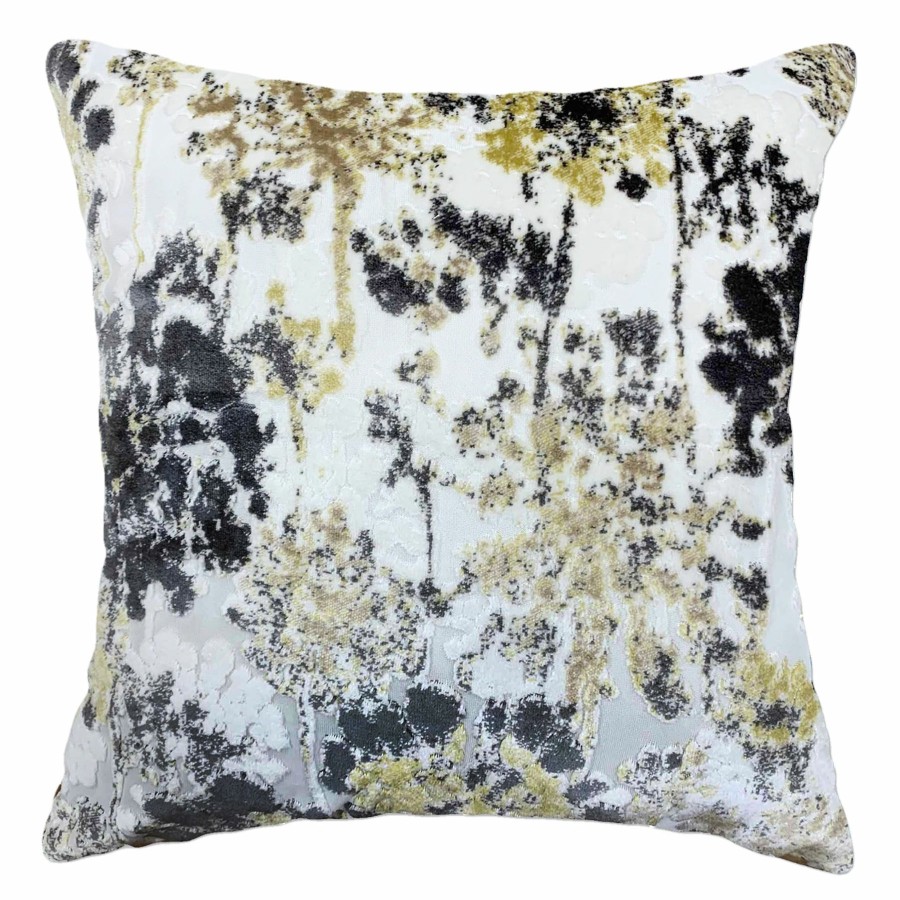 Pillows * | Clearance Sale Grey & Gold Dandelion Throw Pillow, 18