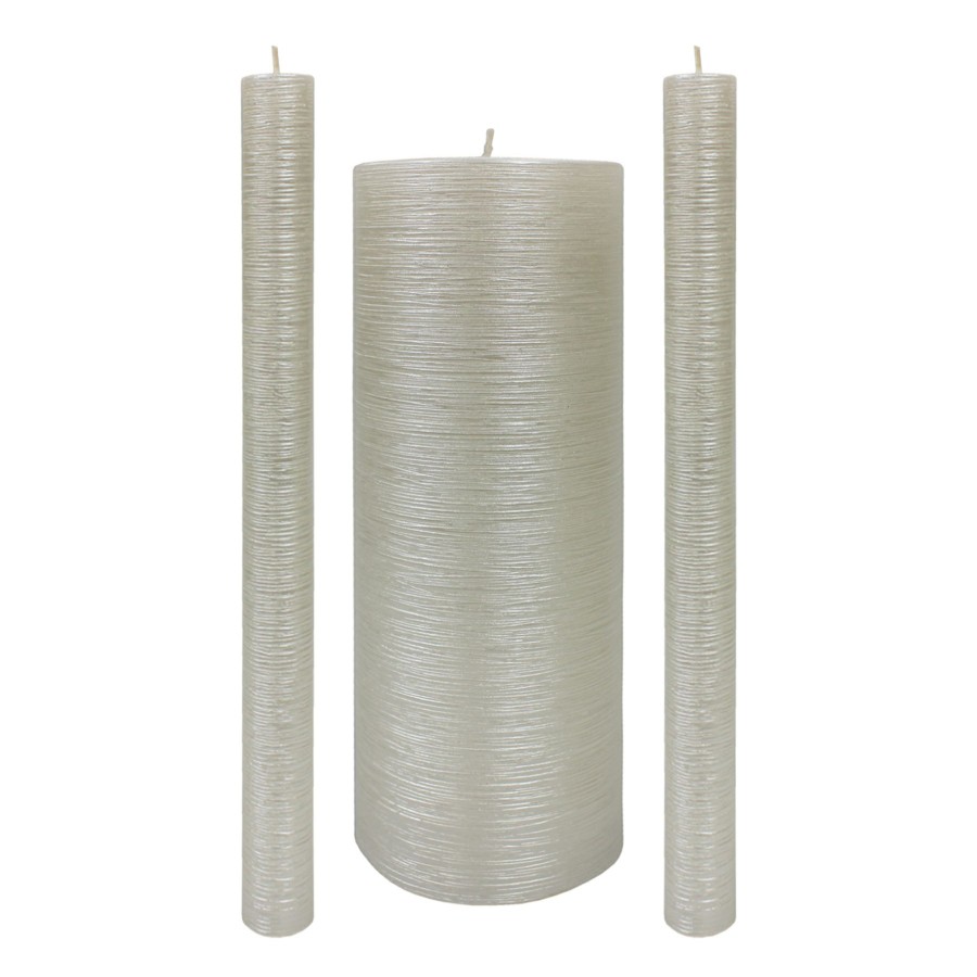 D Cor & Pillows * | Closeout Sale Ivory Spun Unity Candle Set