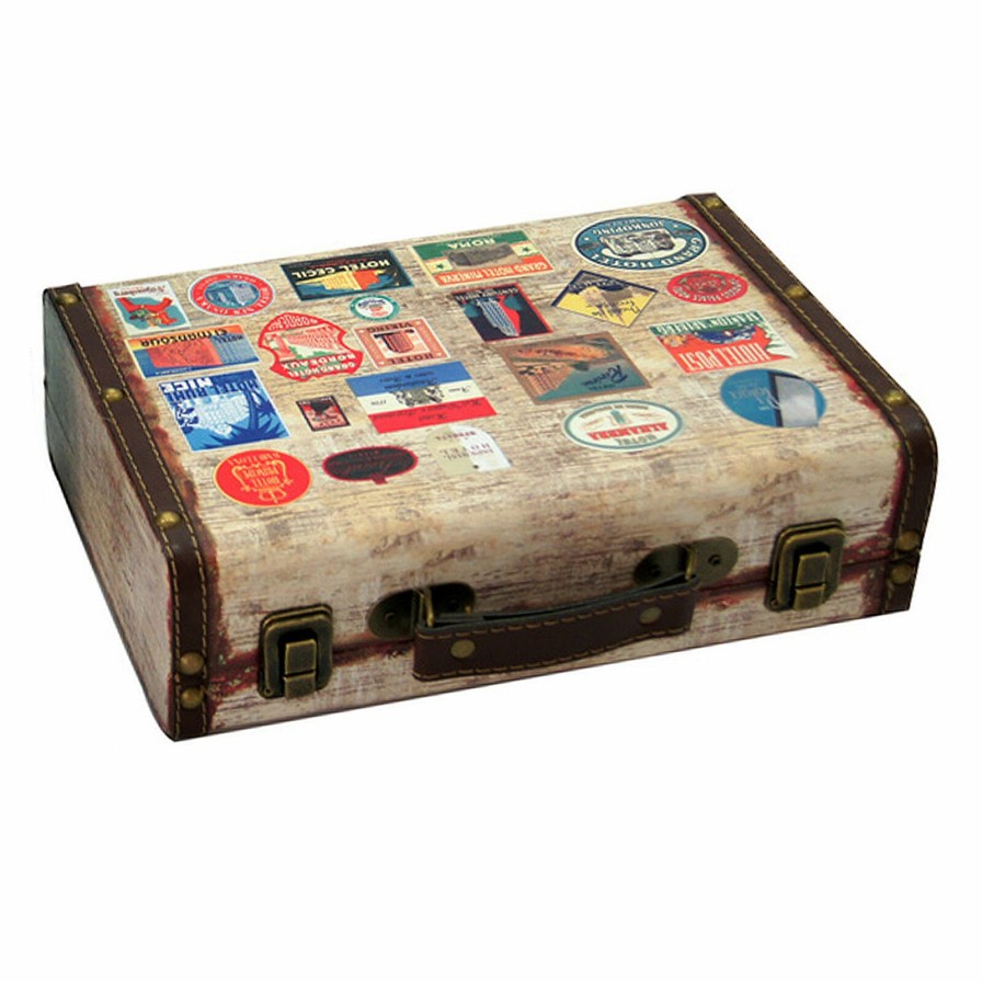 D Cor & Pillows * | Cheap Online Vintage Wooden Suitcase, 12 4