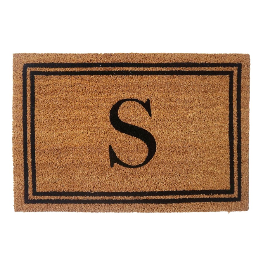 Rugs & Curtains * | Exquisite Gifts Monogram S Black Natural Border Coir Mat, 18 27