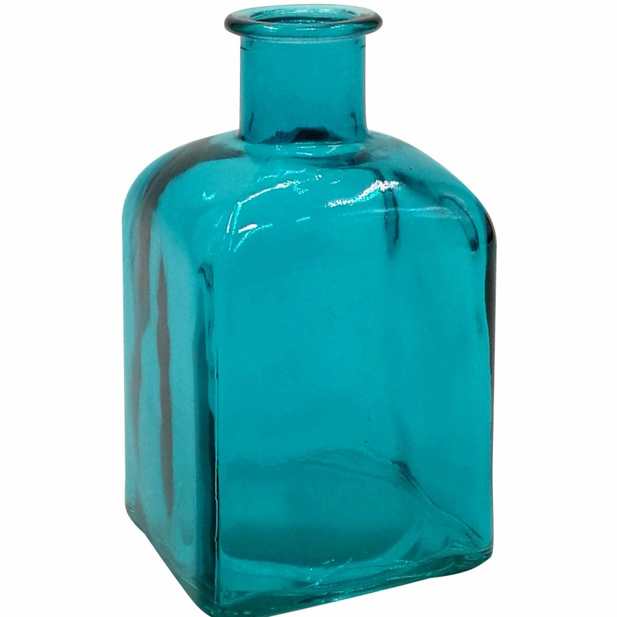 D Cor & Pillows * | Sale Blue Square Bud Glass Vase, 6