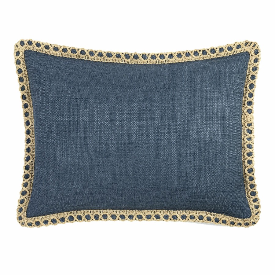 Pillows * | Original Dynasty Denim Oblong Throw Pillow With Jute Trim, 15 20