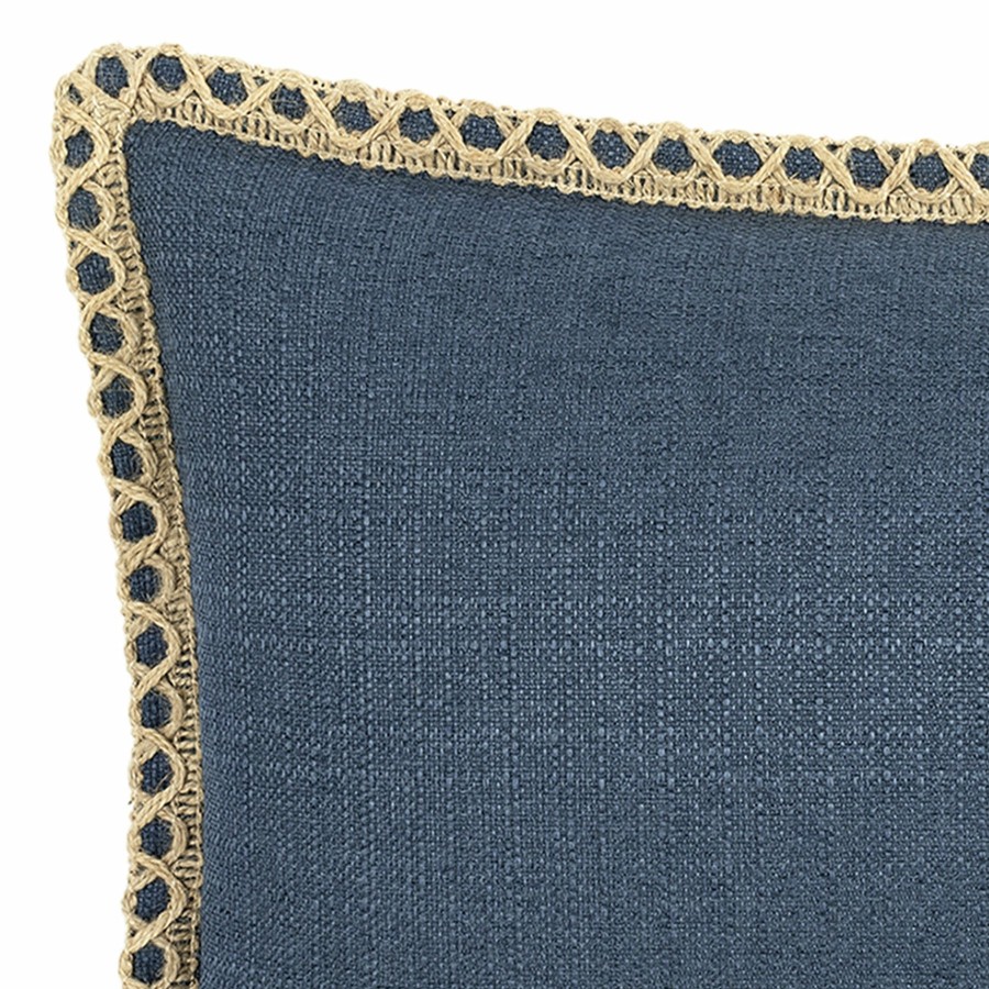 Pillows * | Original Dynasty Denim Oblong Throw Pillow With Jute Trim, 15 20