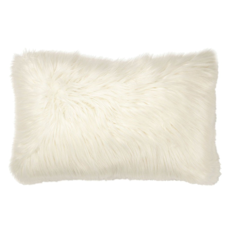 Pillows * | Outlet Sale Ivory Angora Faux Fur Throw Pillow, 14 24