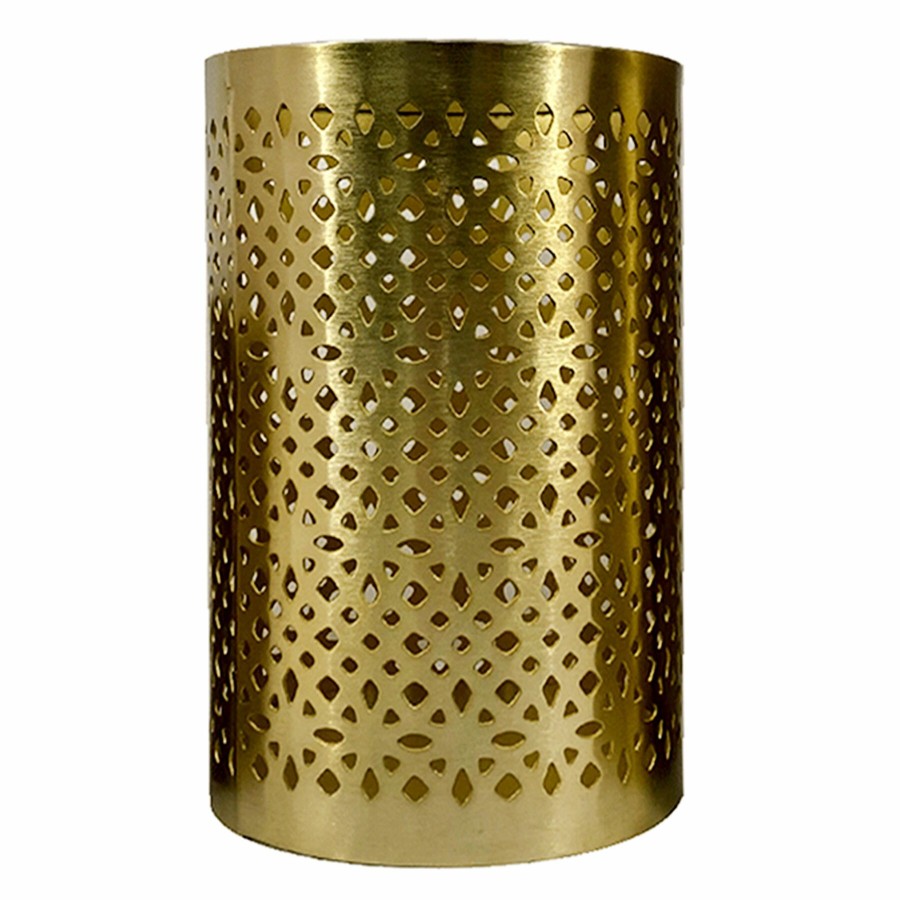 D Cor & Pillows * | Exclusive 3-Piece Satin Brass Hurricane Candle Holders, 8