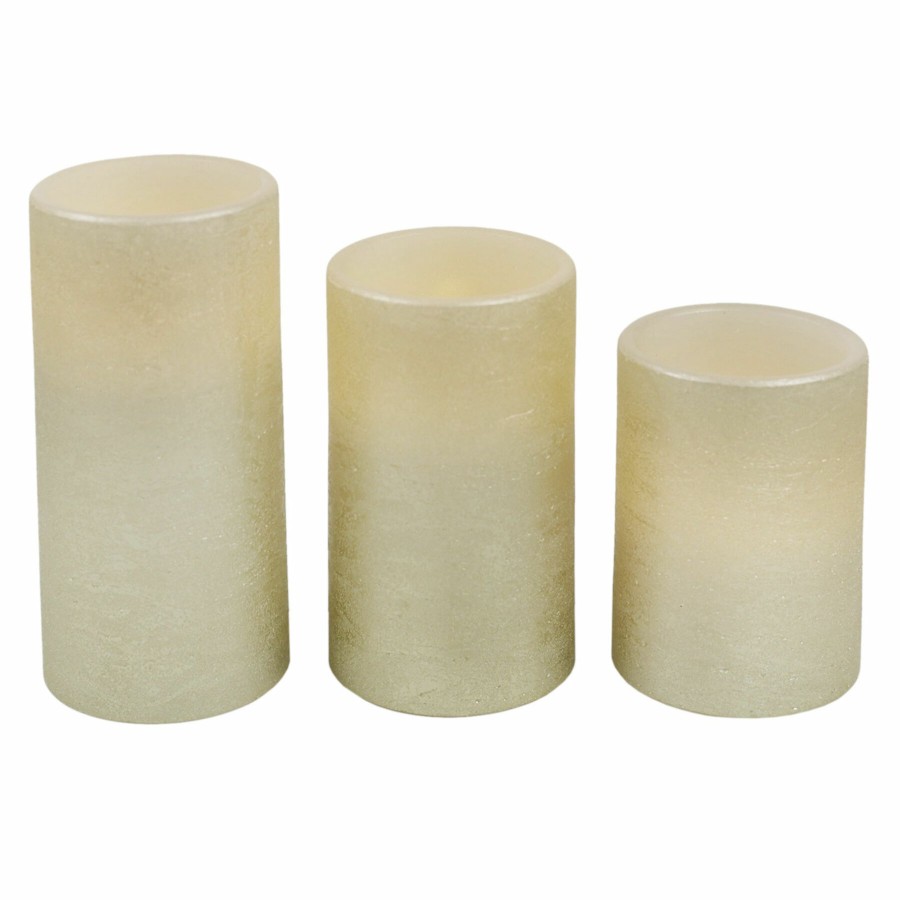 D Cor & Pillows * | Cheap Online Set Of 3 3X4 3X5 3X6 Led Wax Candles Gold