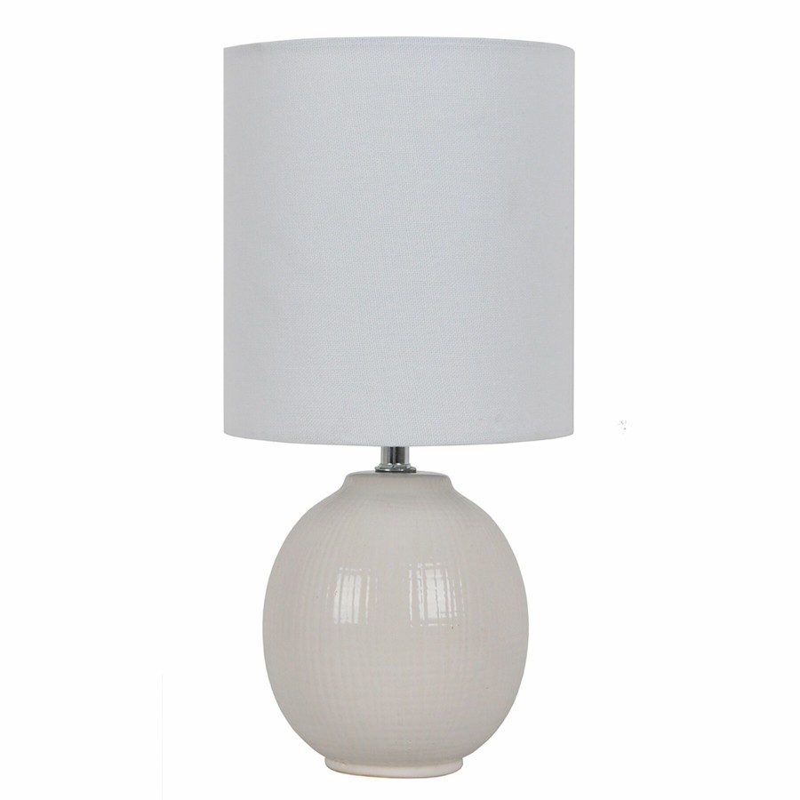 D Cor & Pillows * | Cheap Online White Ceramic Mini Accent Lamp With Shade, 12