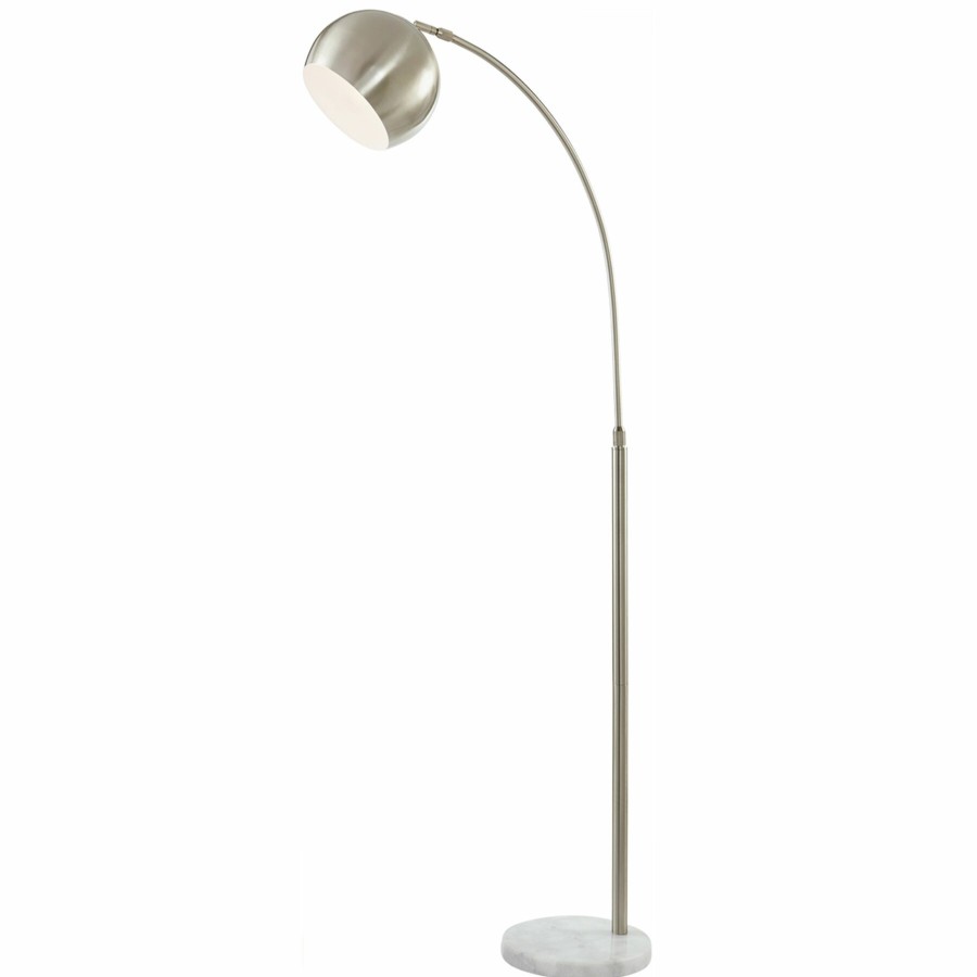 D Cor & Pillows * | Clearance Sale Silver Arc Floor Lamp With Marbled Base, 70