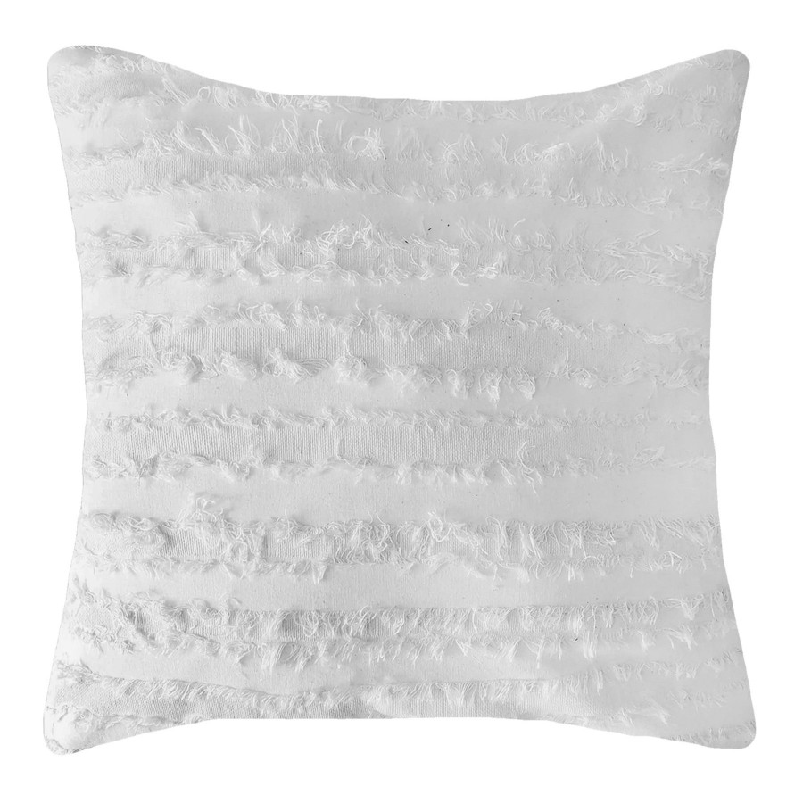 Pillows * | Exclusive Bright White Farmhouse Fringe Feather Throw Pillow, 20