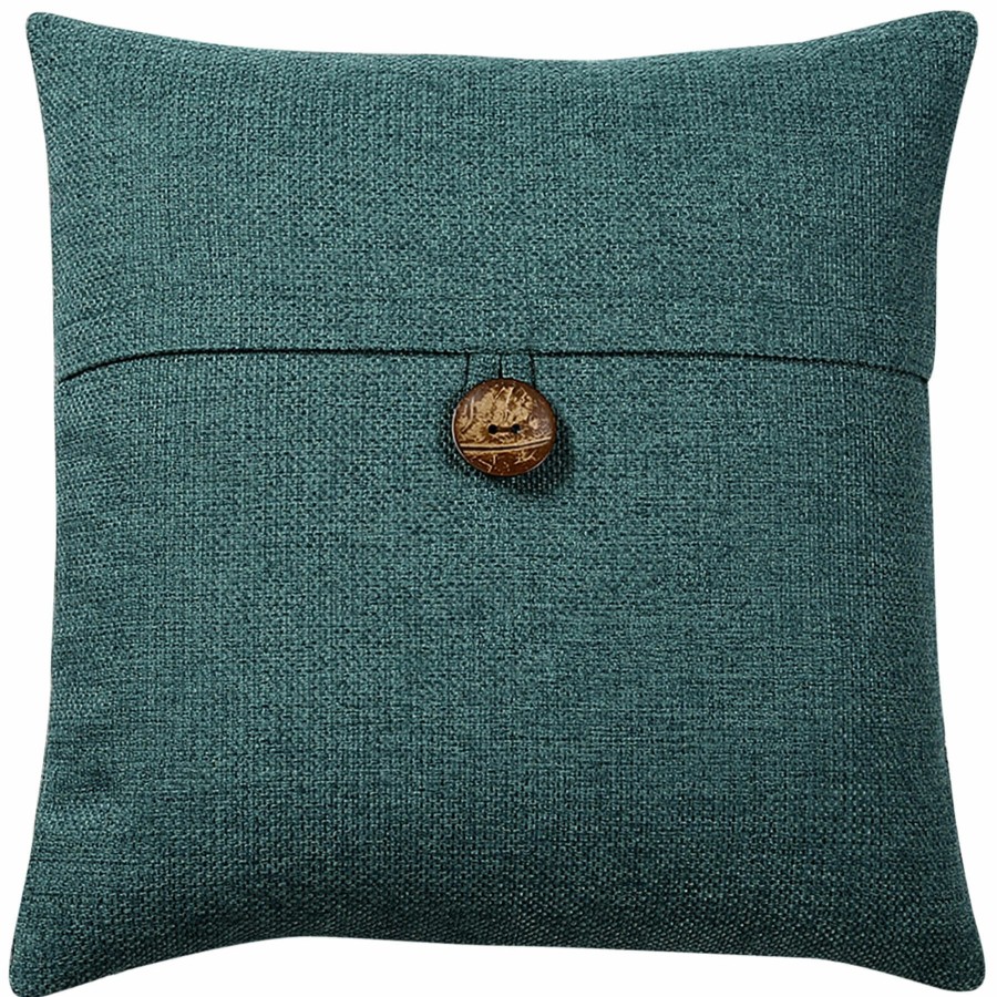 Pillows * | Cheap Online Clayton Teal Coconut Button Throw Pillow, 20