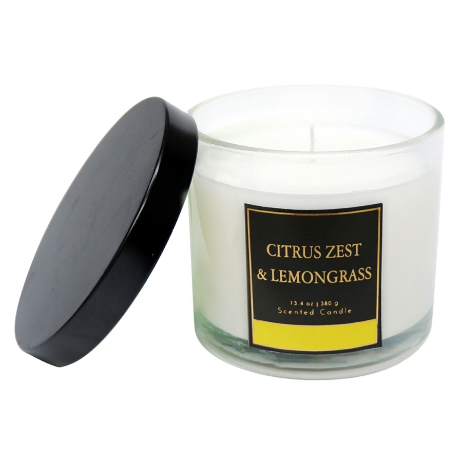 D Cor & Pillows * | Premium Citrus Zest Lemongrass Scented Jar Candle, 3.9Oz