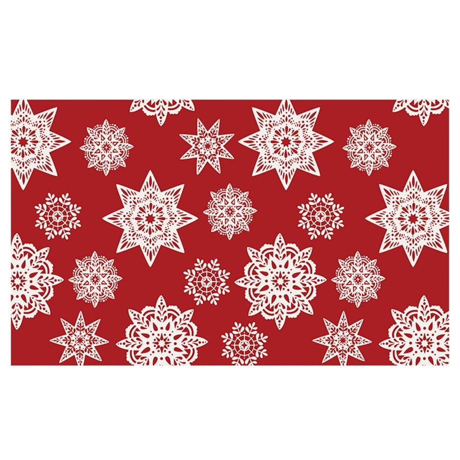 Rugs & Curtains * | Low Price Red Nordic Snowflakes Kitchen Mat, 18 30