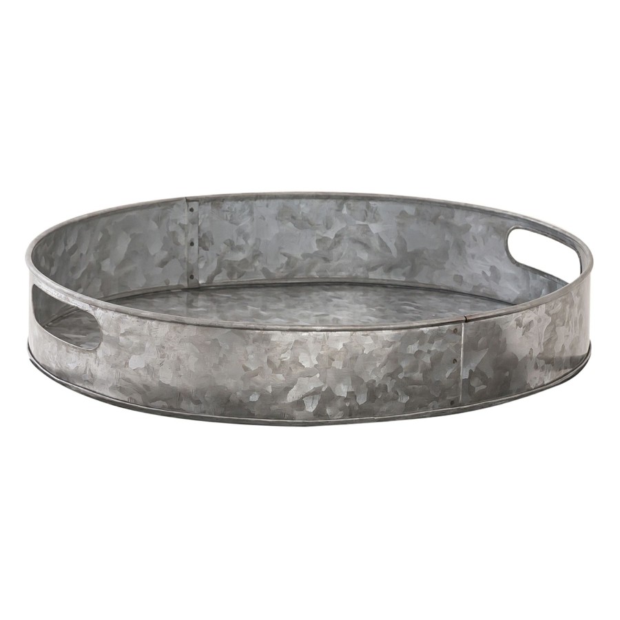 D Cor & Pillows * | Bargain Sale Oval Galvanized Metal Tray, 13 10