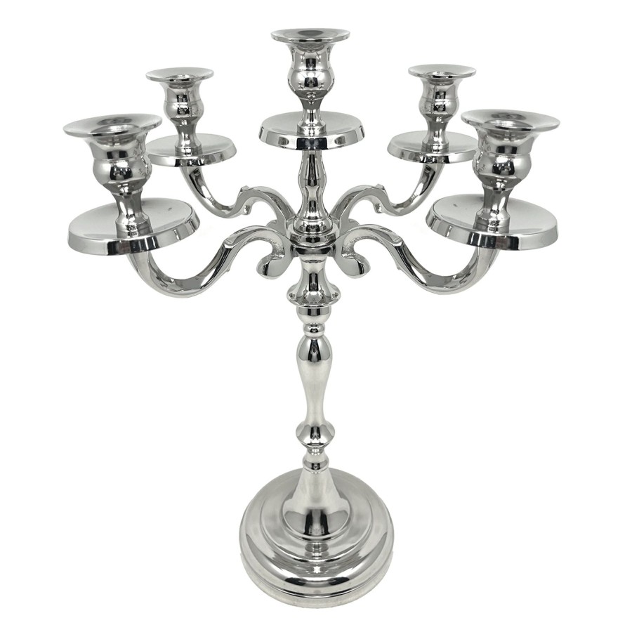 D Cor & Pillows * | Cheap Online Silver 5-Arm Candelabra, 15