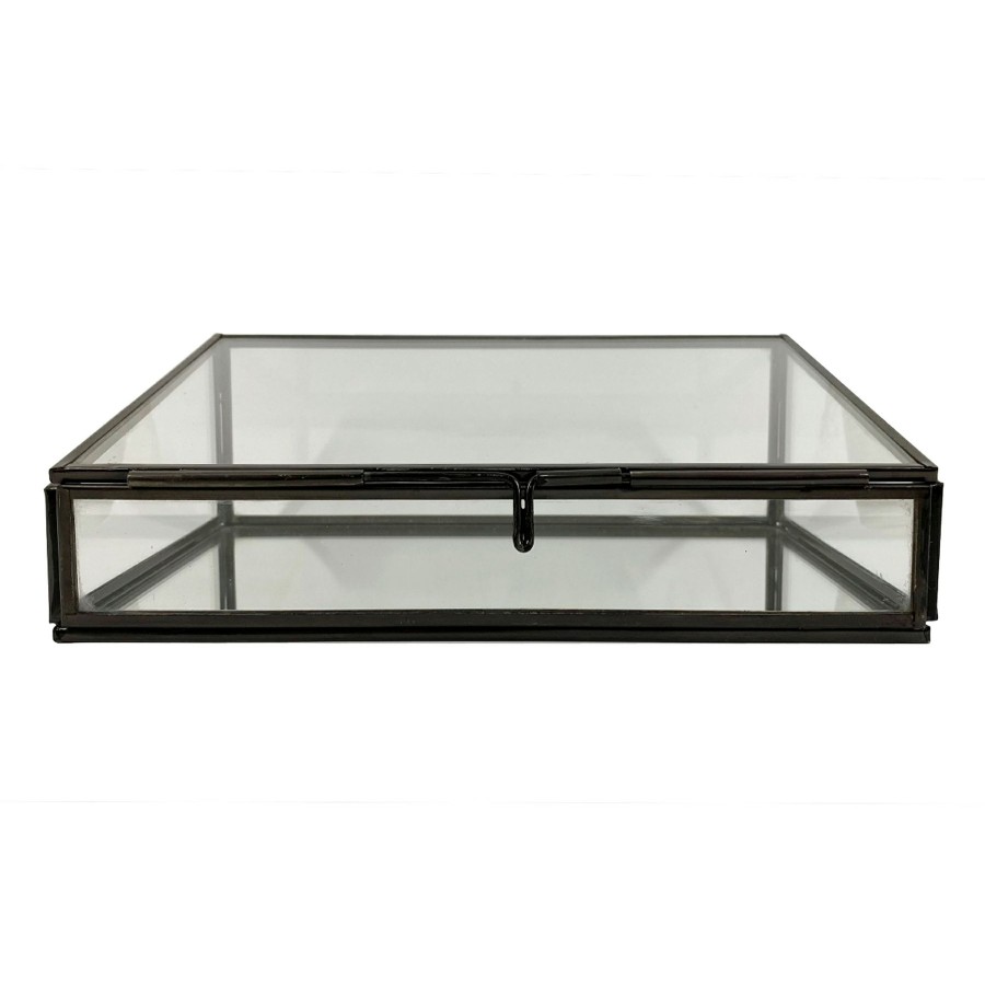 D Cor & Pillows * | Sale Glass Box Black 8X3