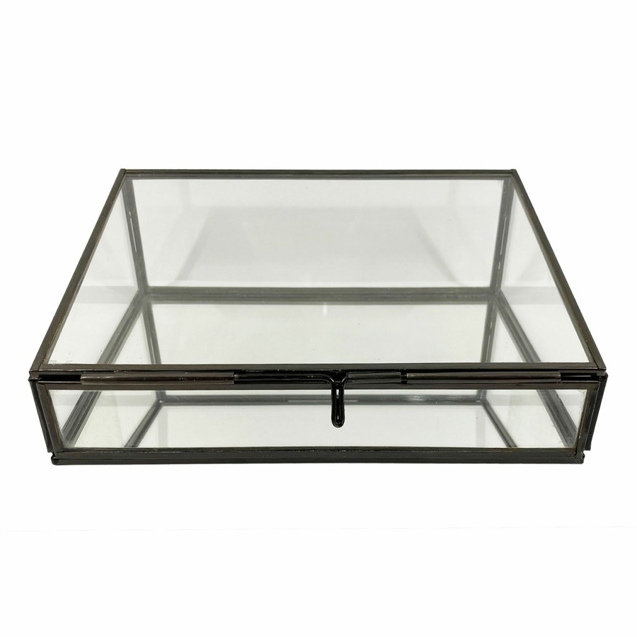 D Cor & Pillows * | Sale Glass Box Black 8X3