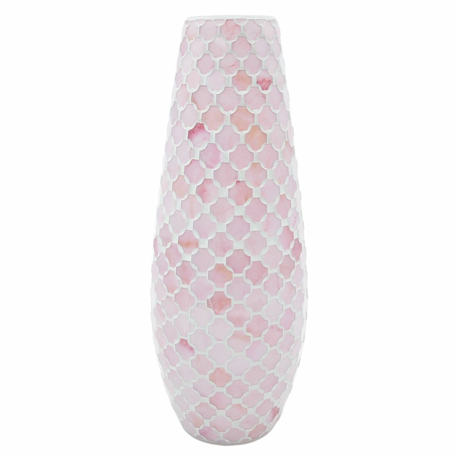 D Cor & Pillows * | Top Sellers Grace Mitchell Pink Mosaic Glass Vase, 15