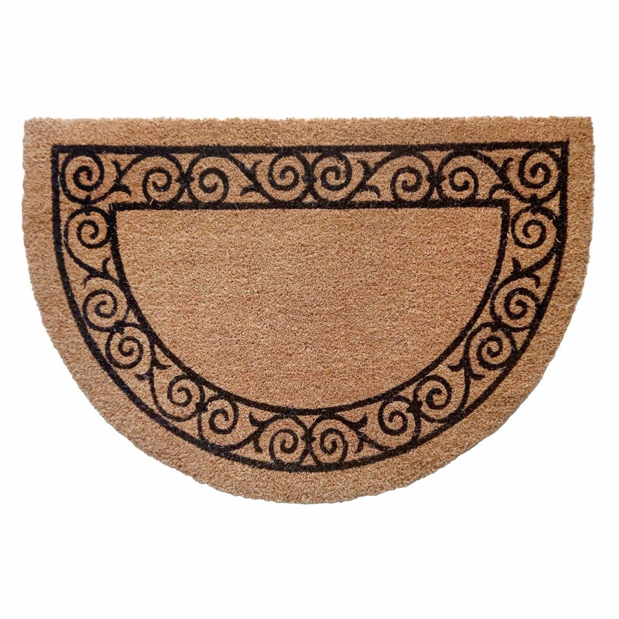 Rugs & Curtains * | Attractive Scroll Border Print Sliced Coir Mat, 2 3