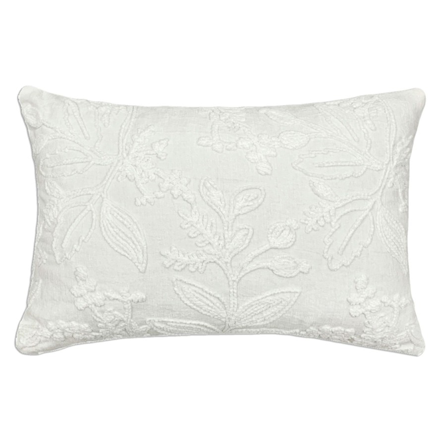 Pillows * | Discount Sale Grace Mitchell White Lily Garden Embroidered Throw Pillow, 14 20