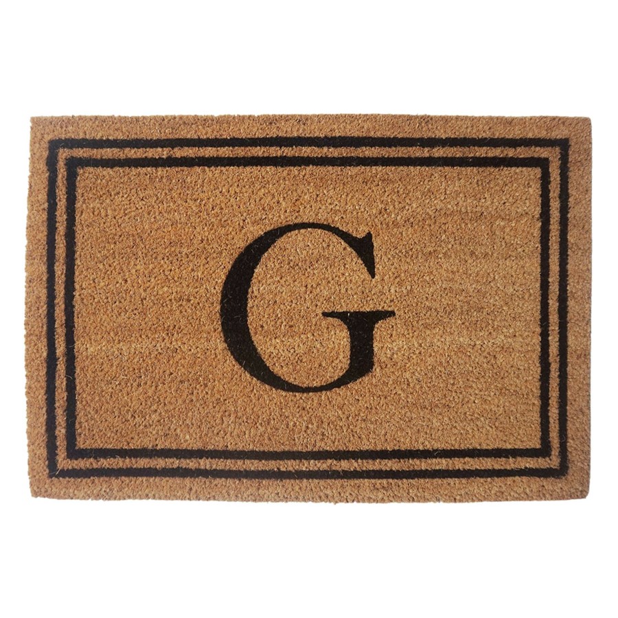 Rugs & Curtains * | Premium Monogram G Black Natural Border Coir Mat, 18 27