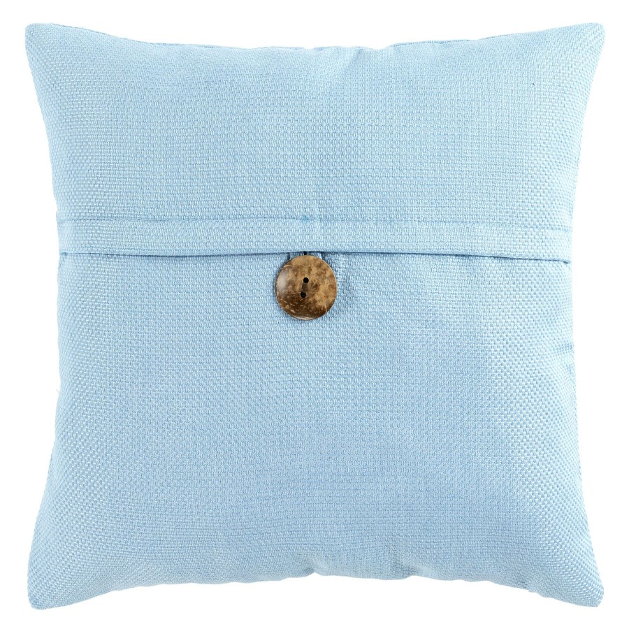 Pillows * | Best Sellers Clayton Light Blue Coconut Button Throw Pillow, 20