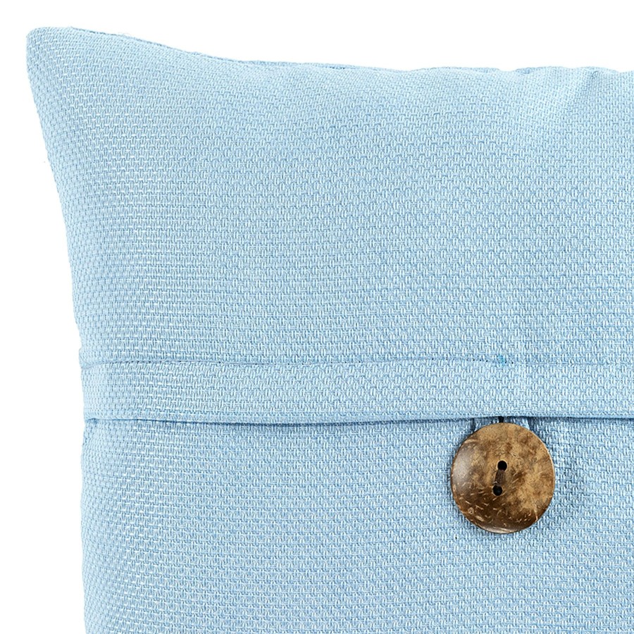 Pillows * | Best Sellers Clayton Light Blue Coconut Button Throw Pillow, 20