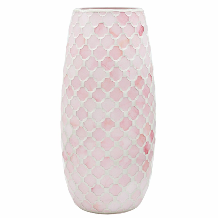 D Cor & Pillows * | Sale Grace Mitchell Pink Mosaic Glass Vase, 10.5