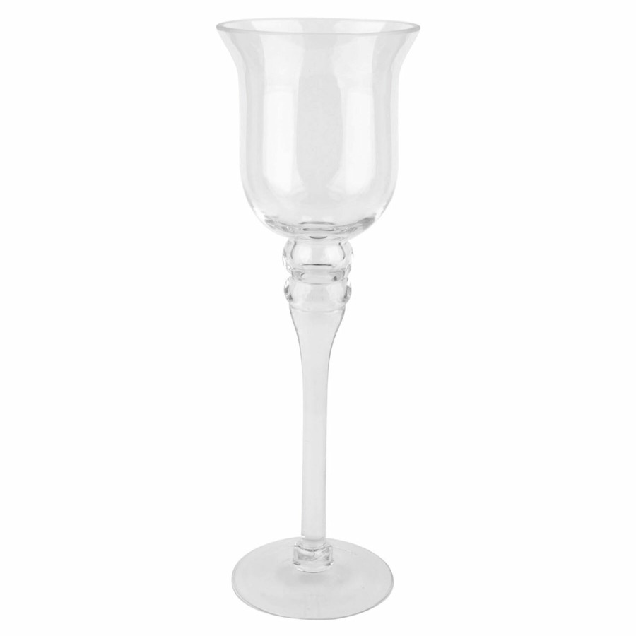 D Cor & Pillows * | Low Price Stem Glass Clear Candle Holder, 14