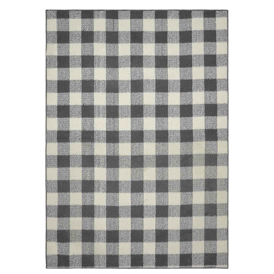 Rugs & Curtains * | Reliable Quality (D500) Grey & Ivory Buffalo Check Area Rug, 5 7