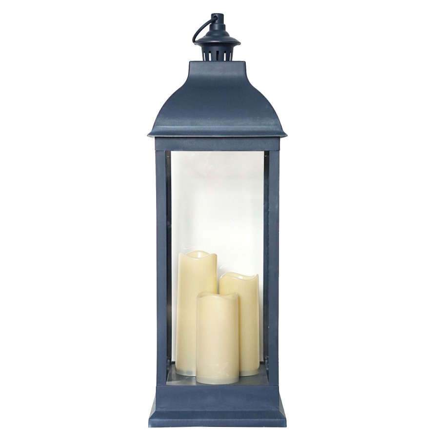 D Cor & Pillows * | Discount Sale Navy Led Candle Lantern, 28