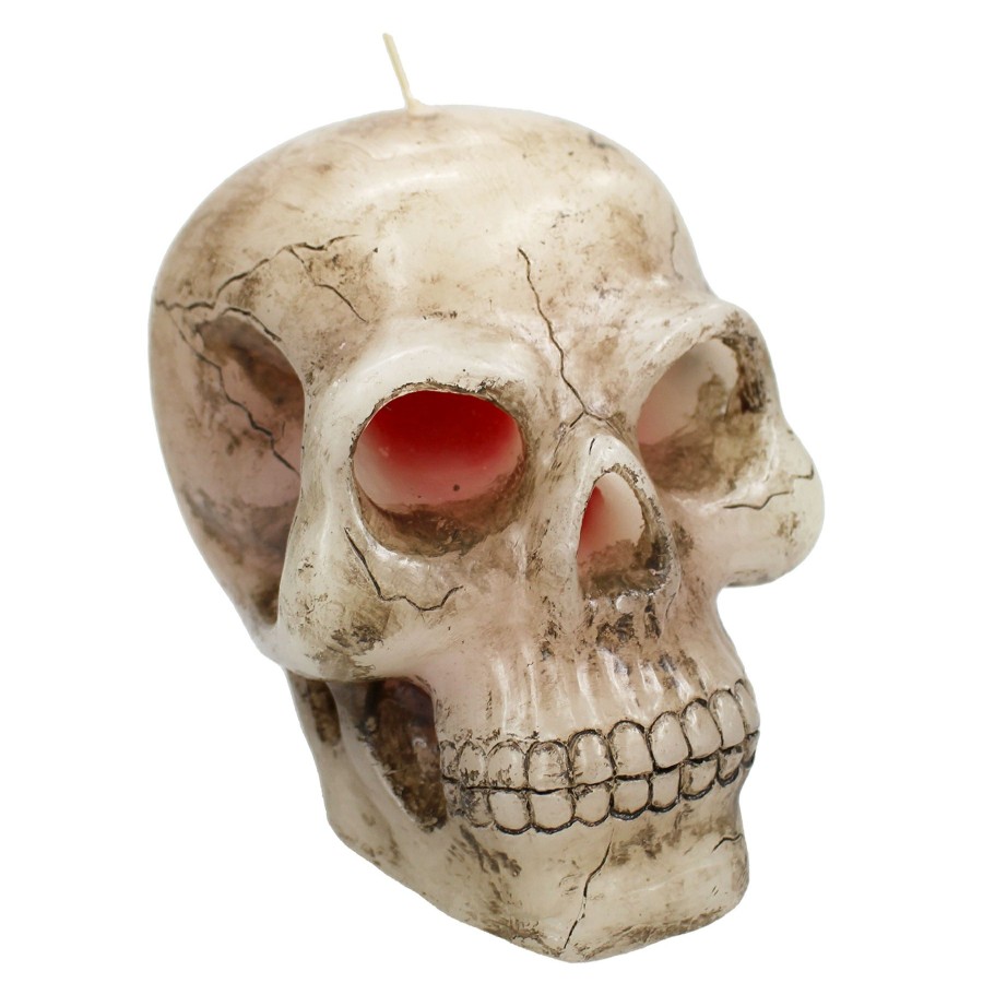 D Cor & Pillows * | Exclusive Design White Bleeding Skull Halloween Candle, Large