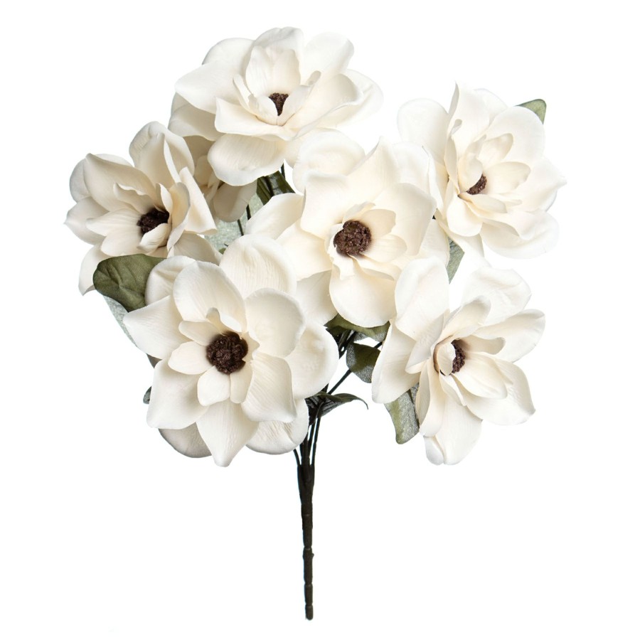 D Cor & Pillows * | Closeout Sale 7-Head White Magnolia Bush, 20