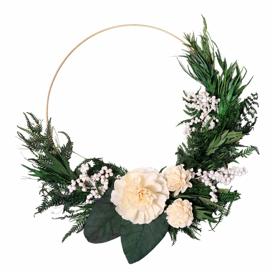 D Cor & Pillows * | Cheap Online Floral Half Wreath 16In.