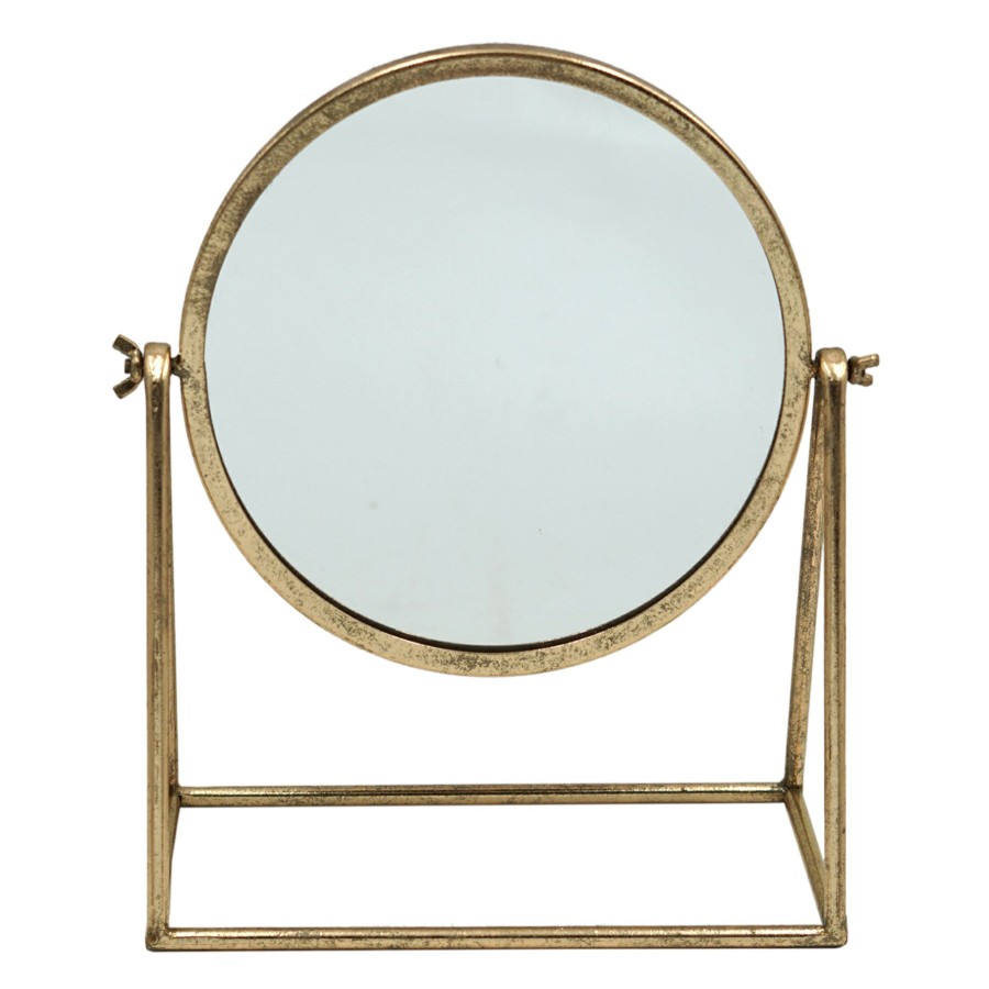 D Cor & Pillows * | Low Price Gold Metal Table Mirror