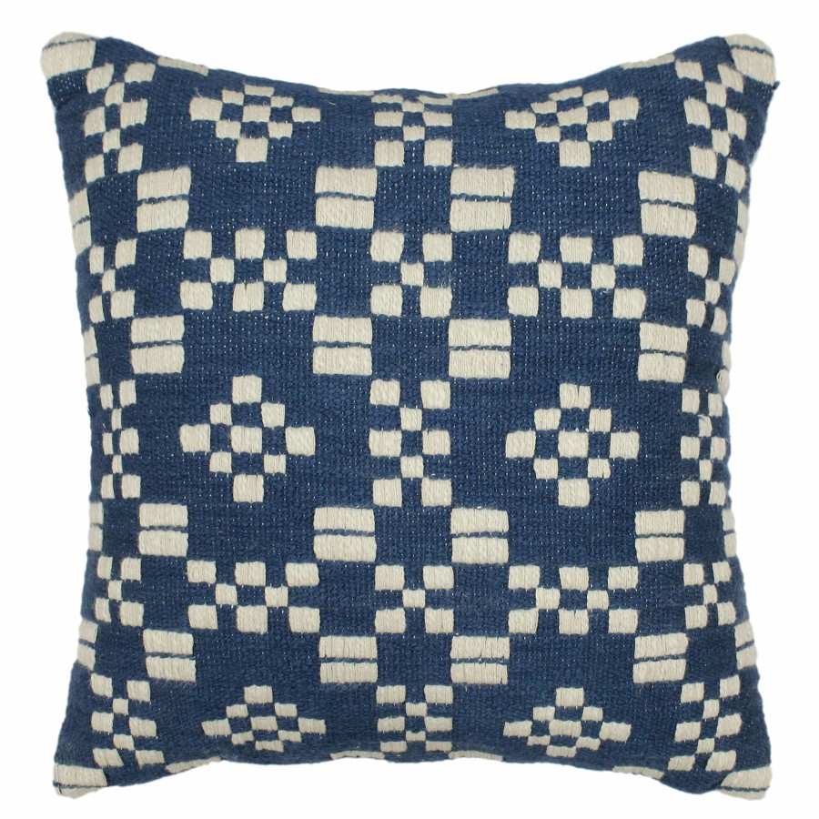 Pillows * | Premium Ty Pennington Blue Patterned Textured Woven Throw Pillow, 20