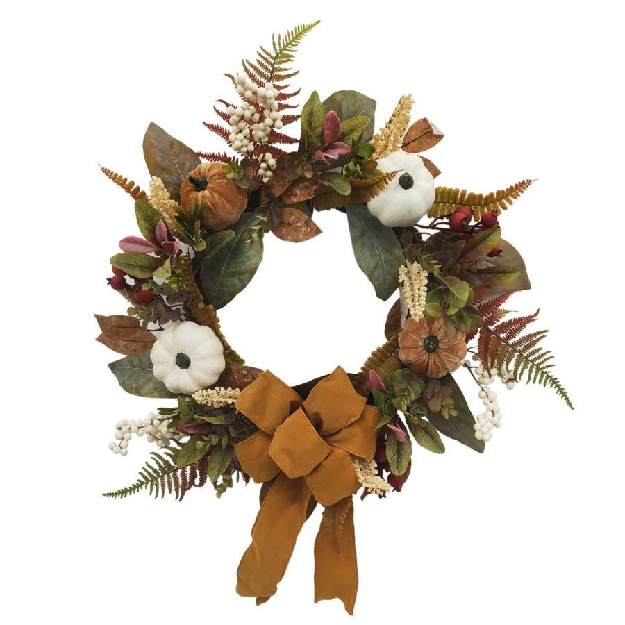 D Cor & Pillows * | Exclusive Design Pumpkin & Berry Mix Fall Wreath, 22