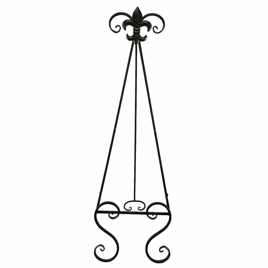 D Cor & Pillows * | Sale 57In. Metal Fleur De Lis Art Easel Black