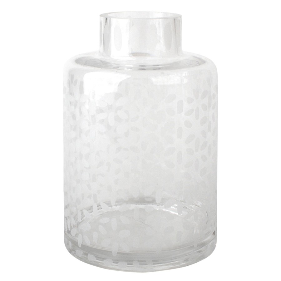 D Cor & Pillows * | Attractive Tracey Boyd Etched Clear Glass Vase, 8