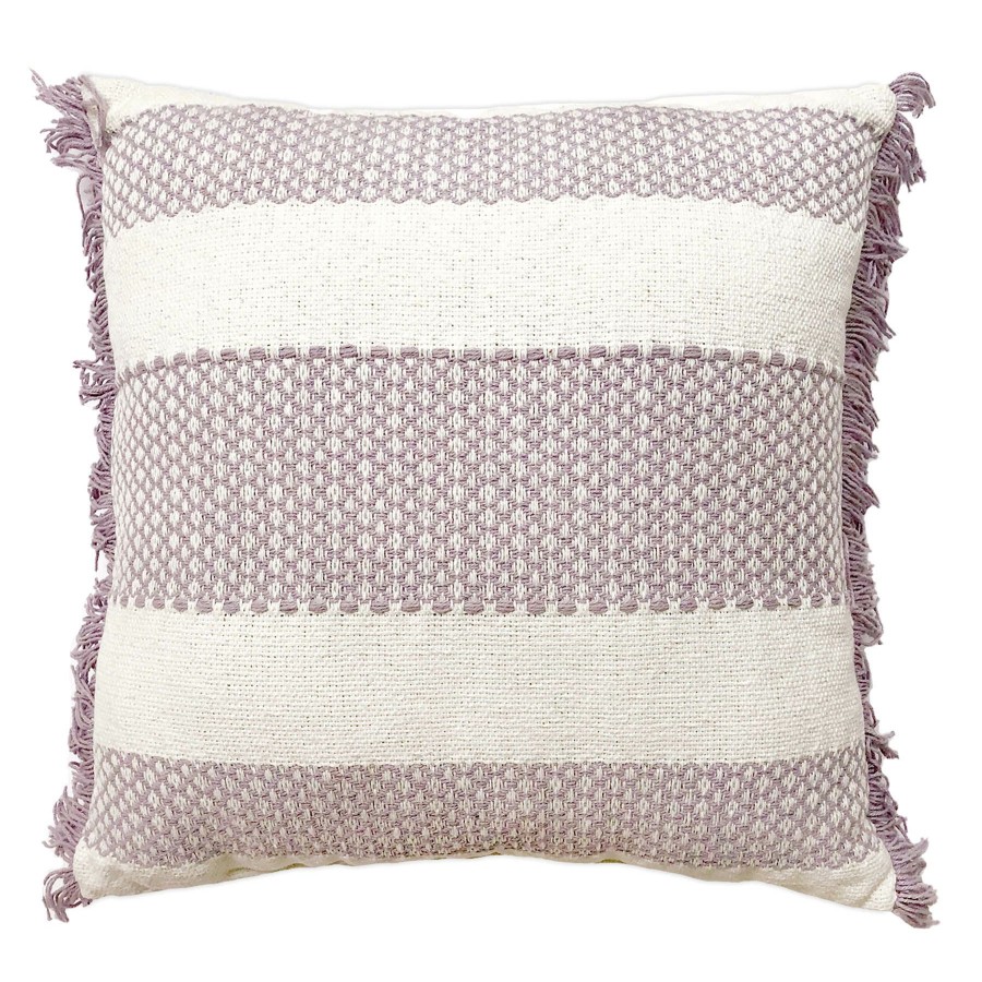 Pillows * | Attractive Purple Diamond Print Woven Fringe Throw Pillow, 18