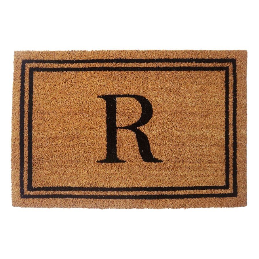 Rugs & Curtains * | Original Monogram R Black Natural Border Coir Mat, 18 27