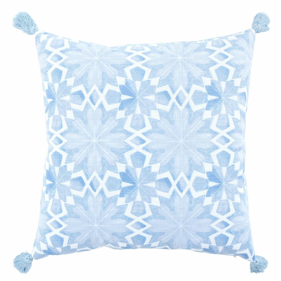 Pillows * | Outlet Sale Tracey Boyd Ice Blue Geo Tassel Throw Pillow, 18