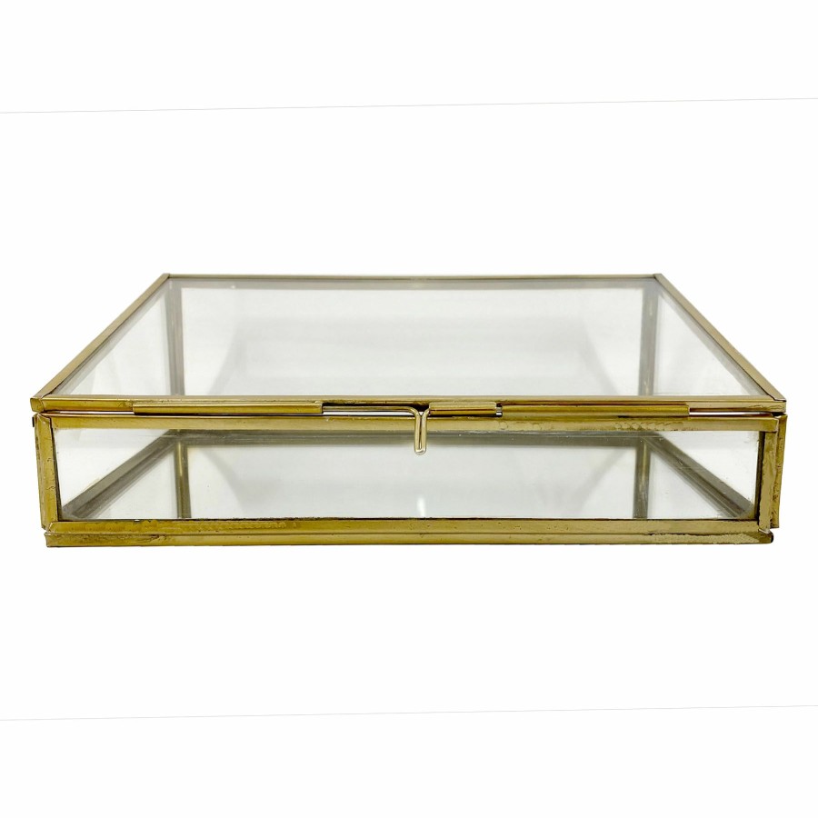 D Cor & Pillows * | Exclusive Glass Box Satin Brass 8X3