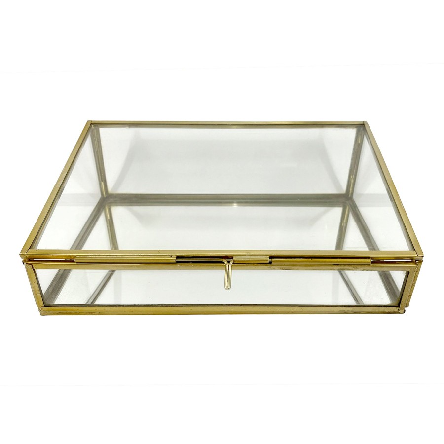 D Cor & Pillows * | Exclusive Glass Box Satin Brass 8X3