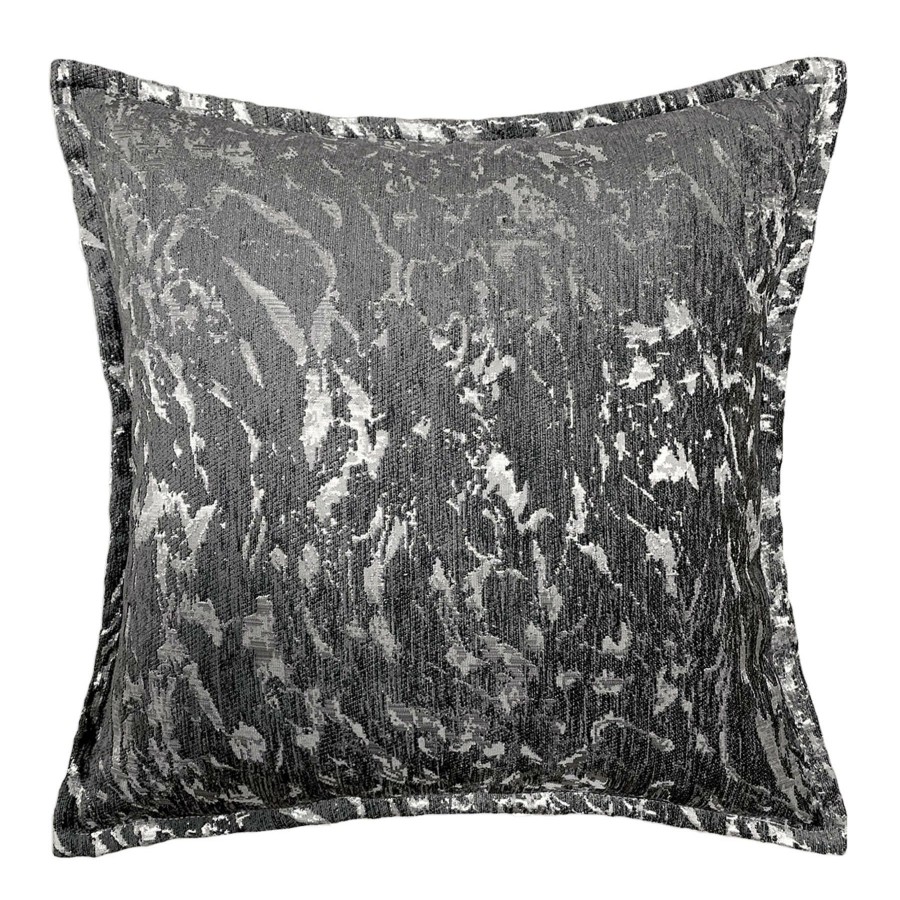 Pillows * | Closeout Sale Black & Silver Metallic Woven Throw Pillow With Flange, 18