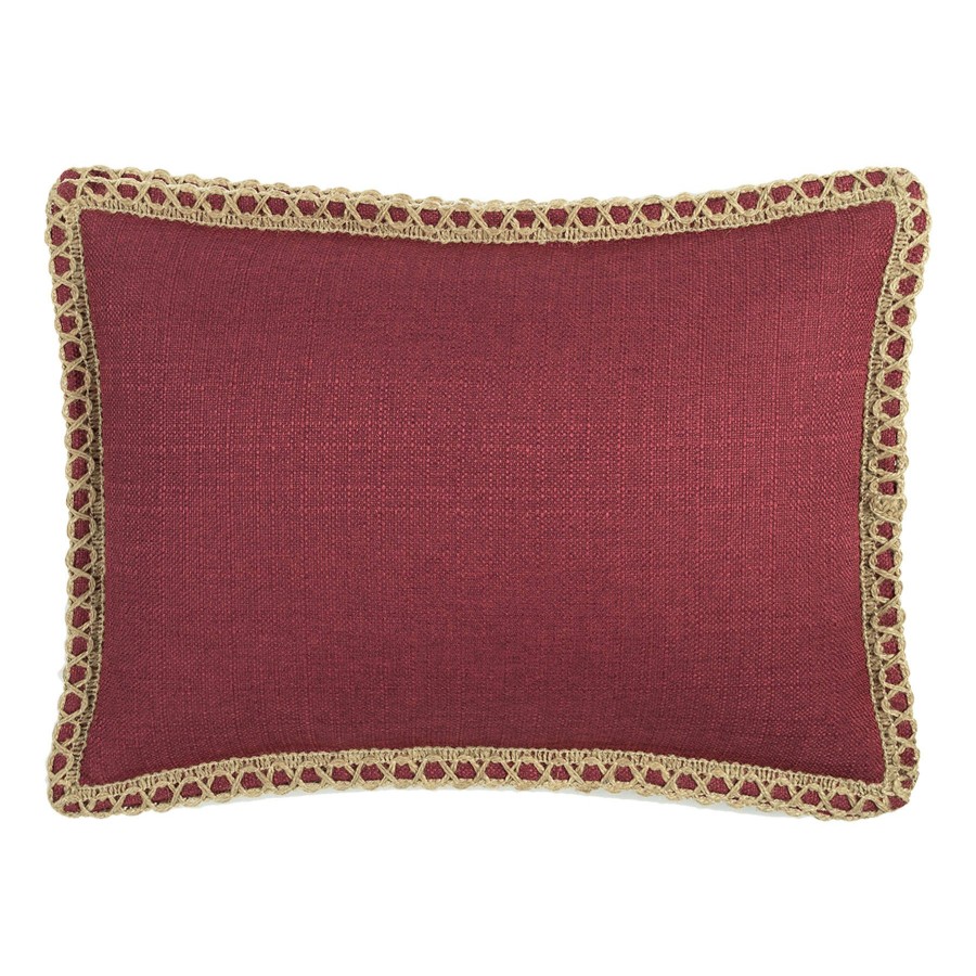 Pillows * | Bargain Sale Dynasty Red Oblong Throw Pillow With Jute Trim, 15 20