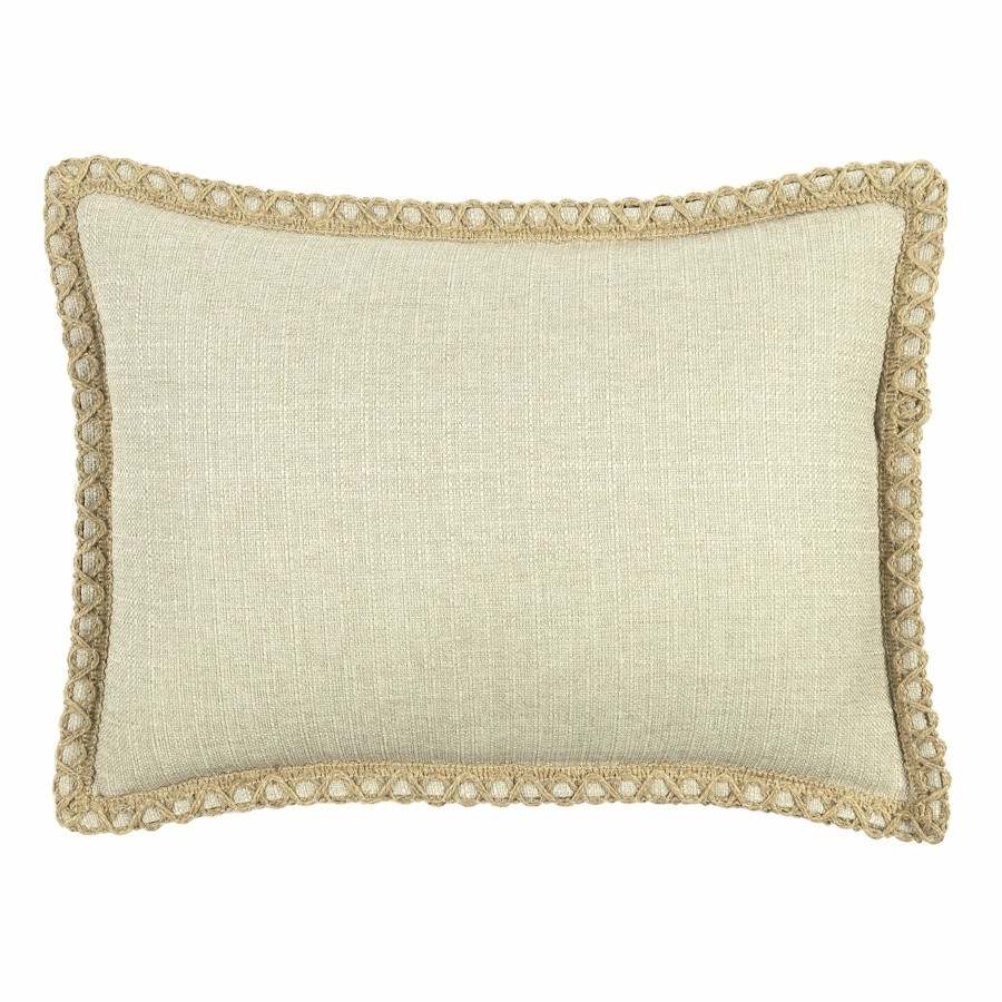 Pillows * | Closeout Sale Dynasty Linen Oblong Throw Pillow With Jute Trim, 15 20