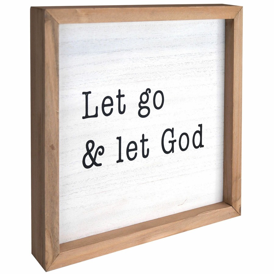 D Cor & Pillows * | Bargain Sale Let Go & Let God Wood Framed Wall Sign, 10