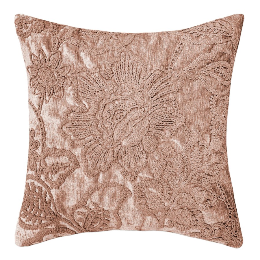 Pillows * | Original Frannie Pink Floral Embroidered Throw Pillow, 18