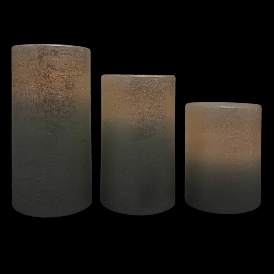 D Cor & Pillows * | Attractive Set Of 3 3X4 3X5 3X6 Led Wax Candles Silver