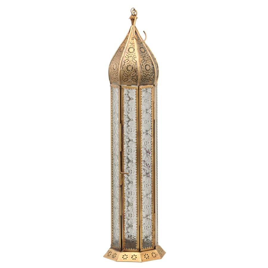 D Cor & Pillows * | Discount Sale Brass & Silver Punch Lantern, 18